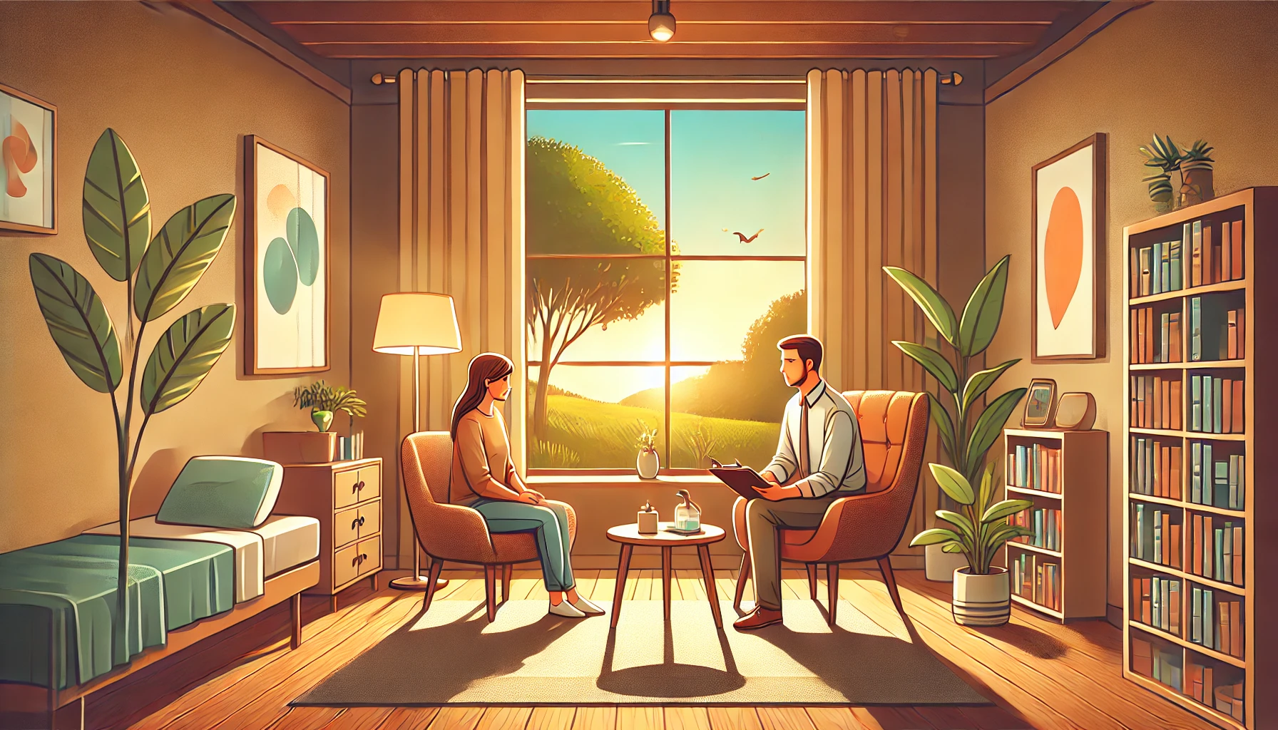 Person speaking with therapist