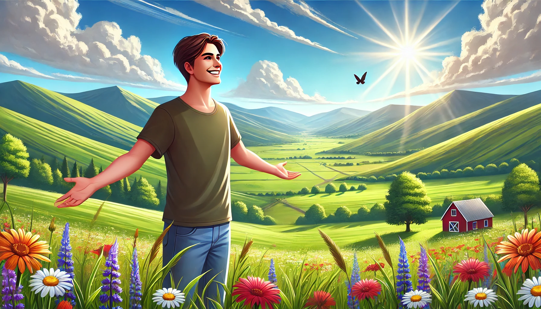 Person smiling and embracing life